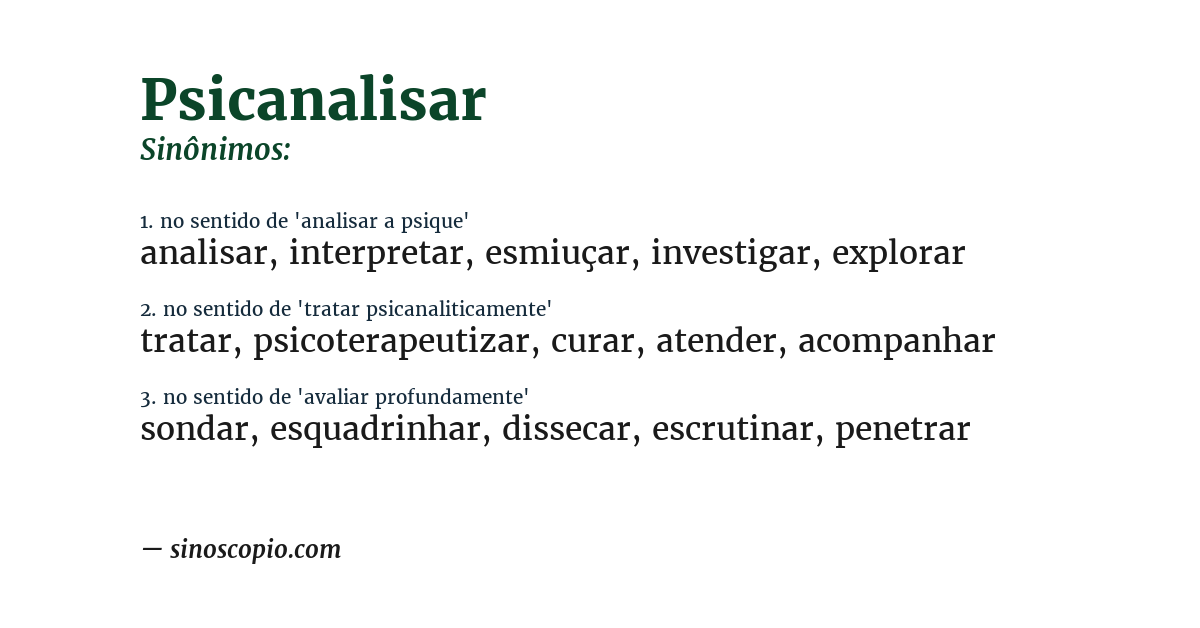 Sinônimo de psicanalisar