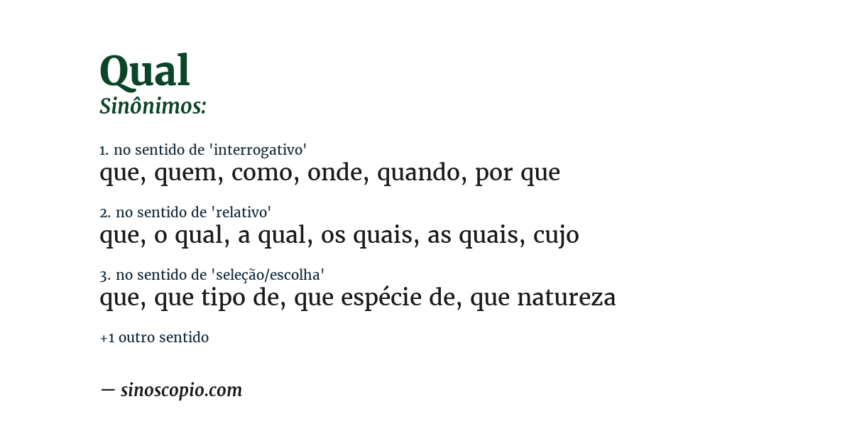 Sinônimo de qual