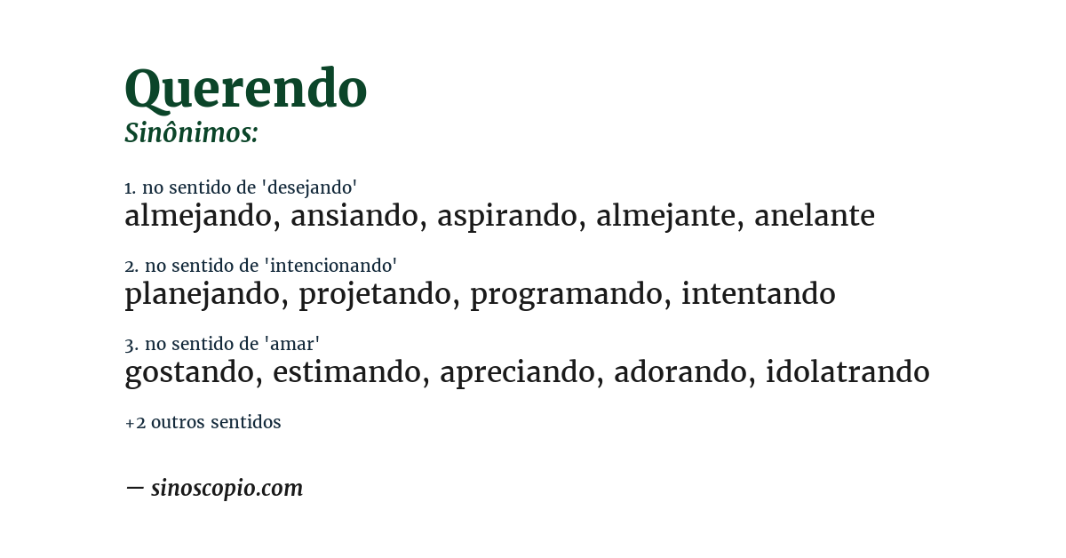 Sinônimo de querendo