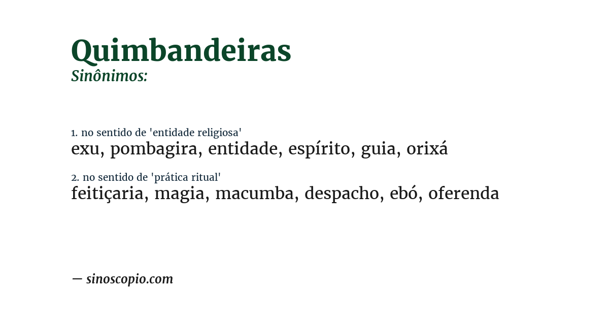 Sinônimo de quimbandeiras