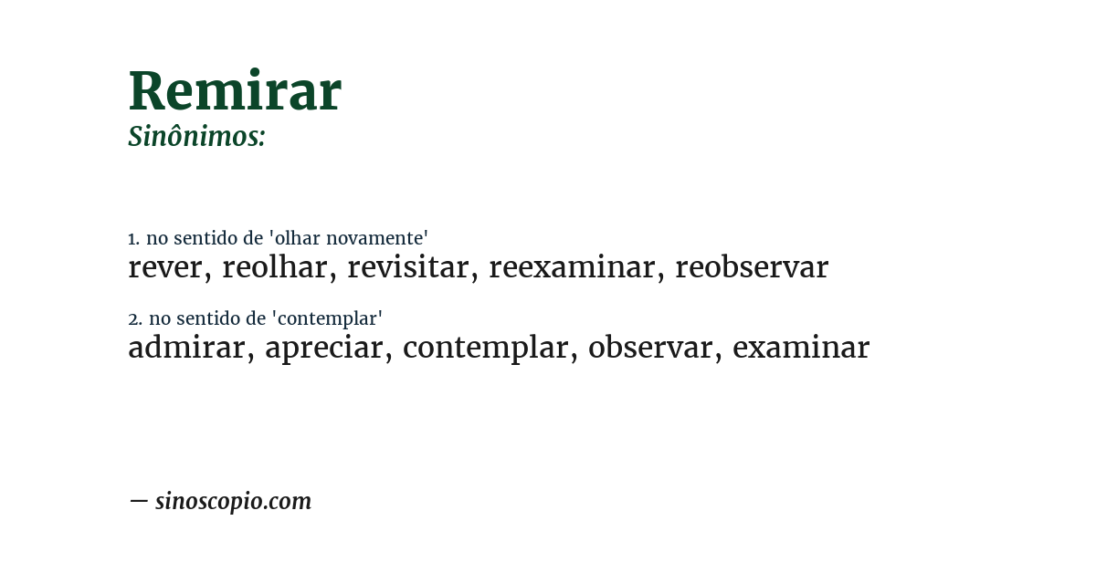 Sinônimo de remirar