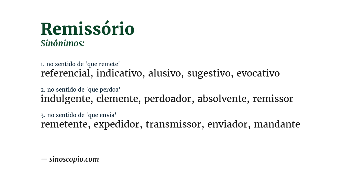 Sinônimo de remissório