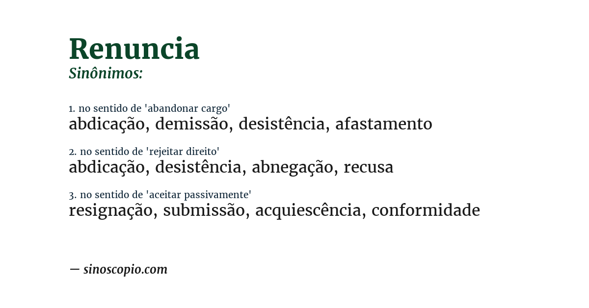 Sinônimo de renuncia