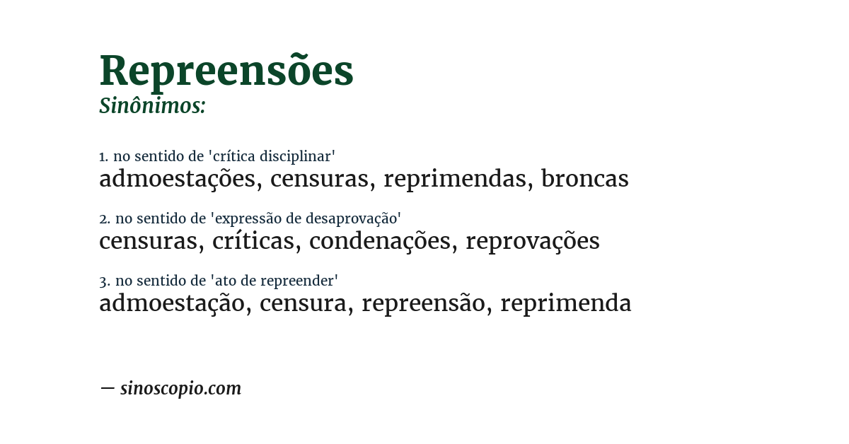 Sinônimo de repreensões