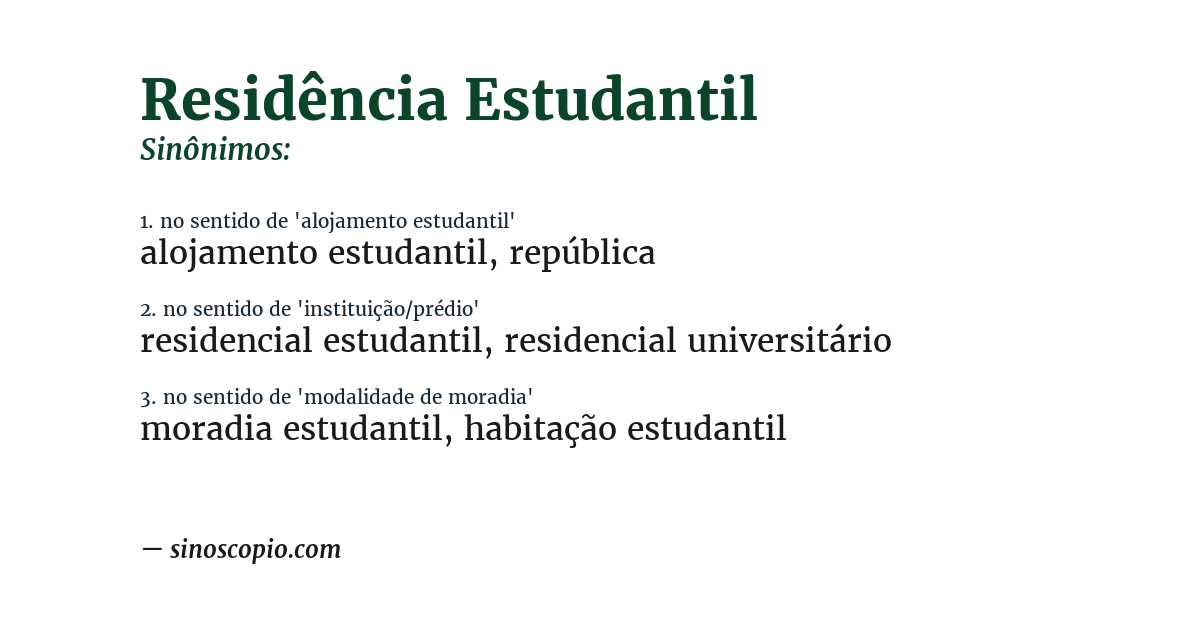 Sinônimo de residência estudantil