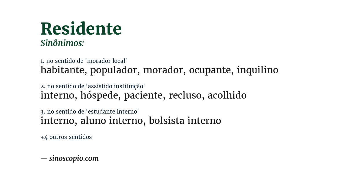 Sinônimo de residente
