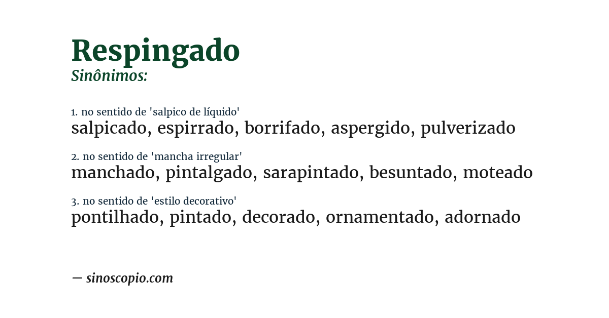 Sinônimo de respingado