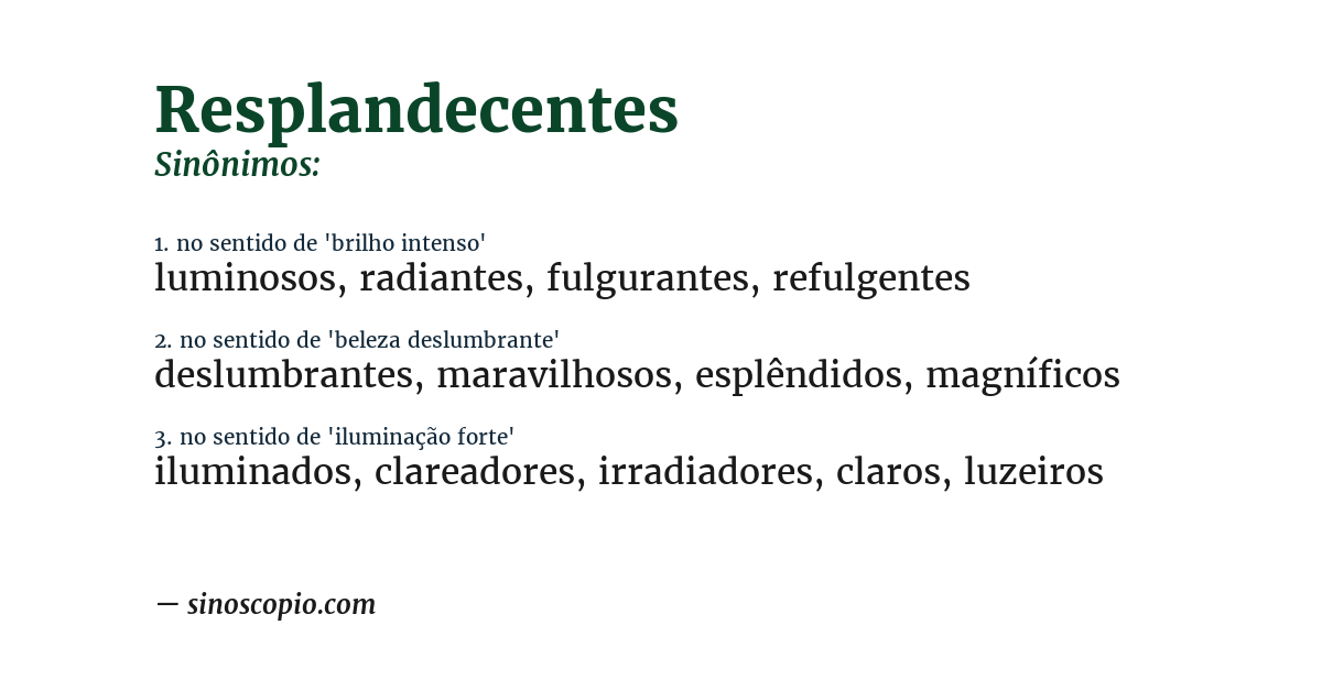 Sinônimo de resplandecentes