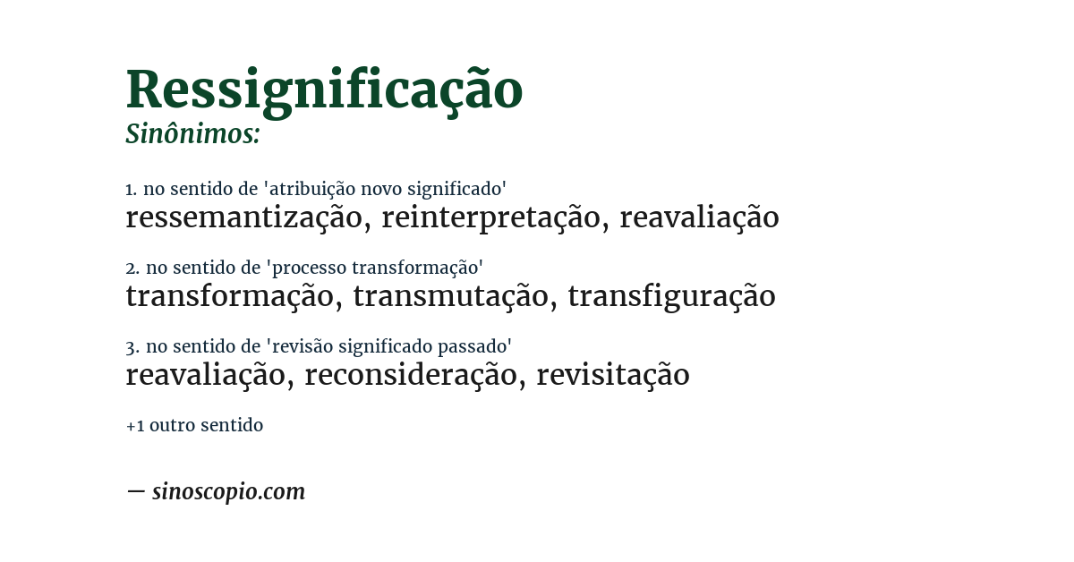 Sinônimo de ressignificação