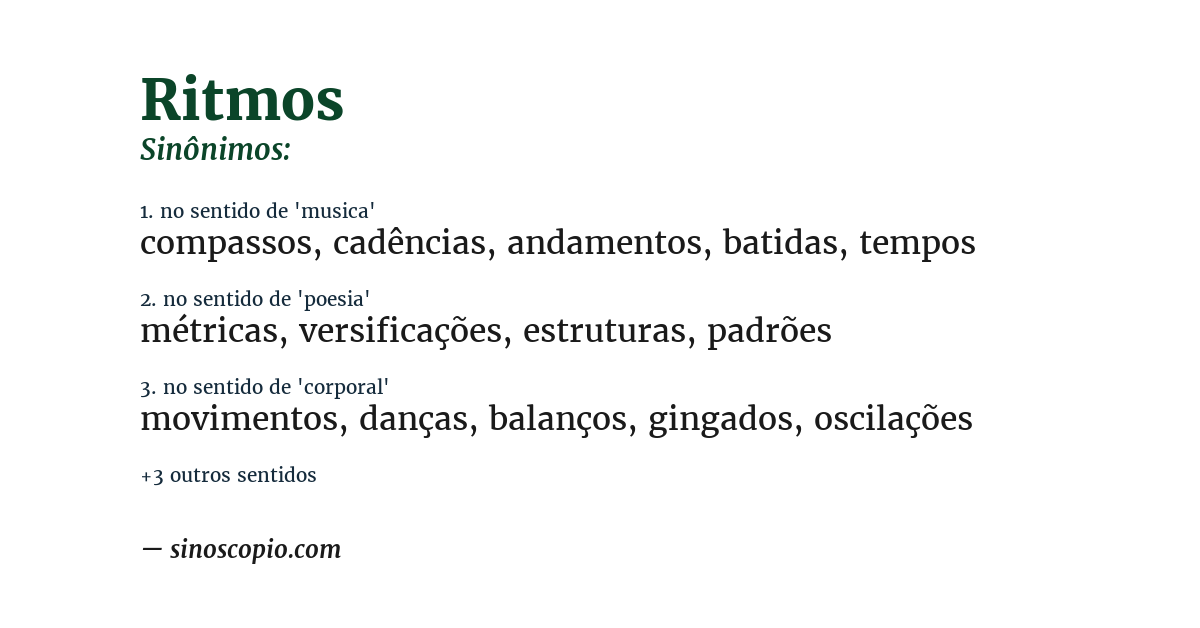 Sinônimo de ritmos