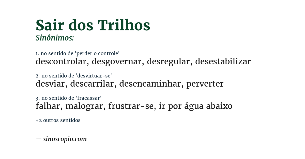 Sinônimo de sair dos trilhos