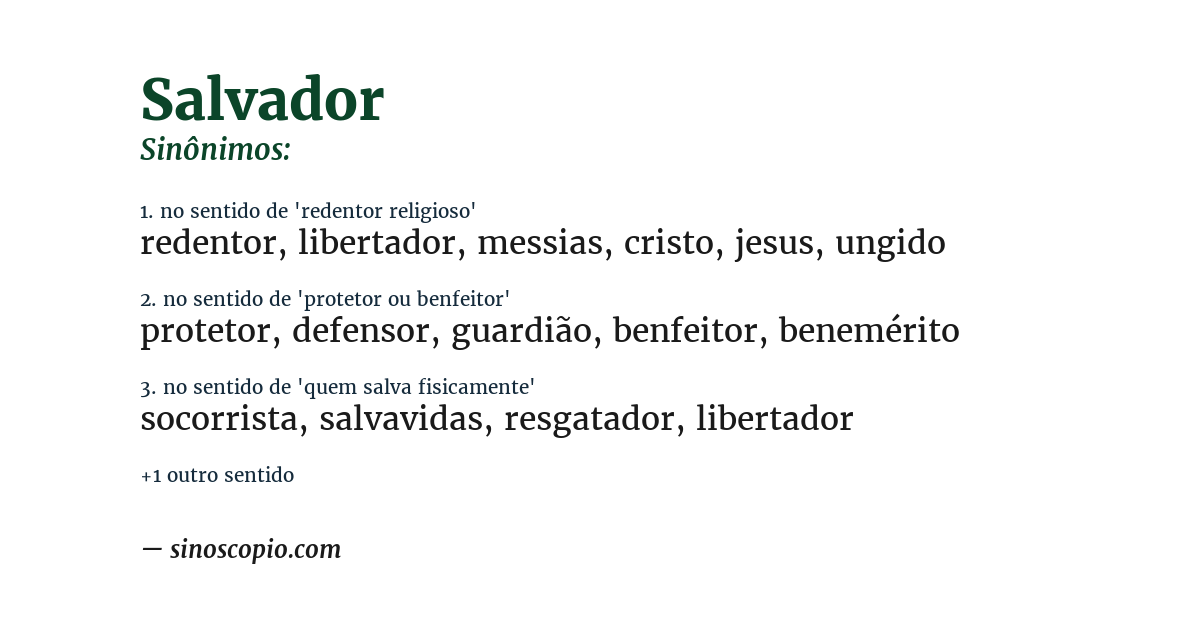 Sinônimo de salvador