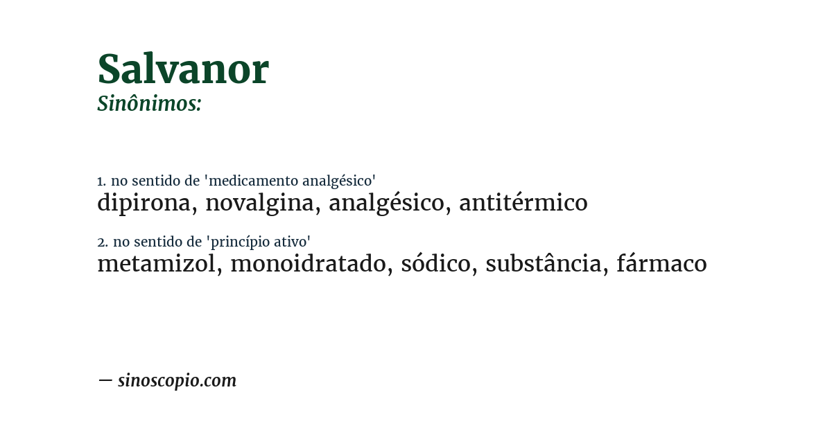 Sinônimo de salvanor