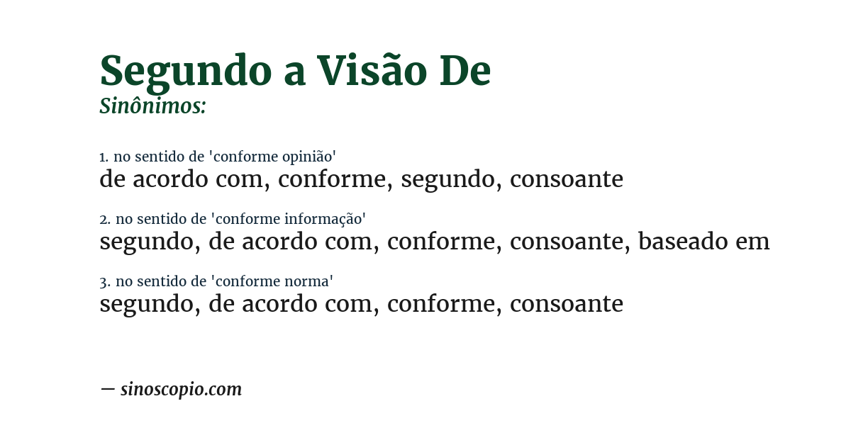Sinônimo de segundo a visão de
