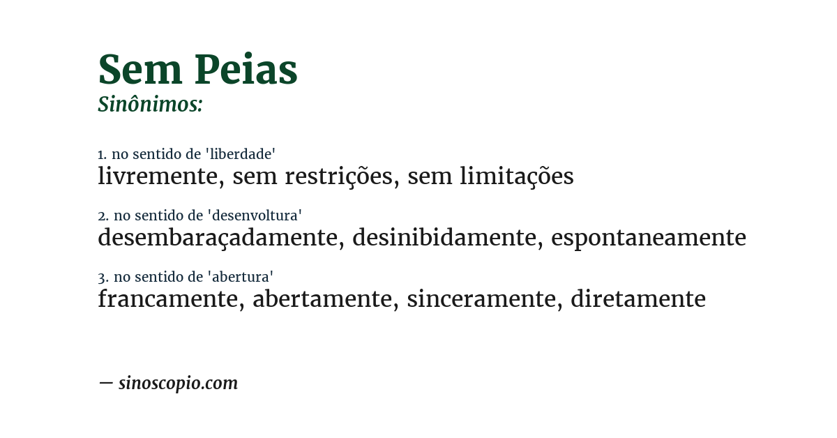 Sinônimo de sem peias