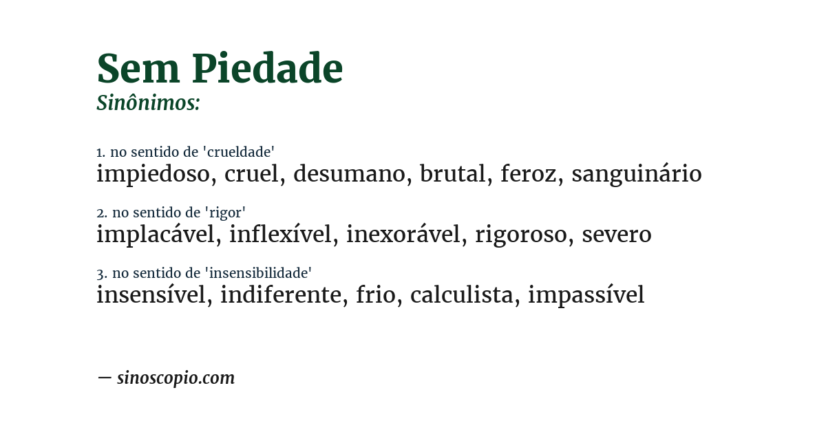 Sinônimo de sem piedade