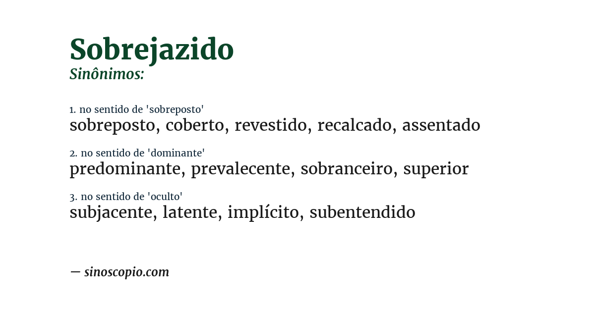 Sinônimo de sobrejazido