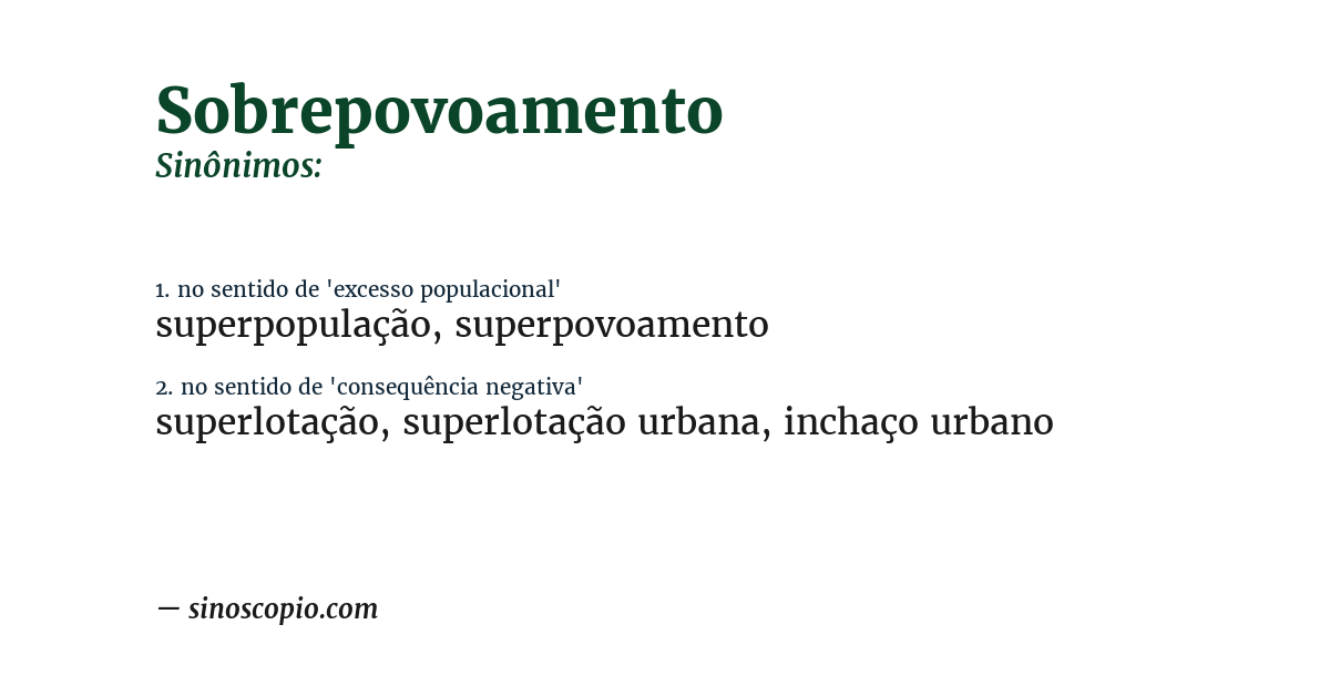 Sinônimo de sobrepovoamento