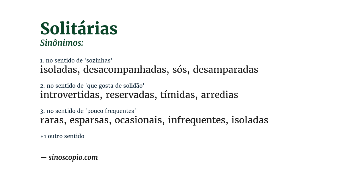 Sinônimo de solitárias