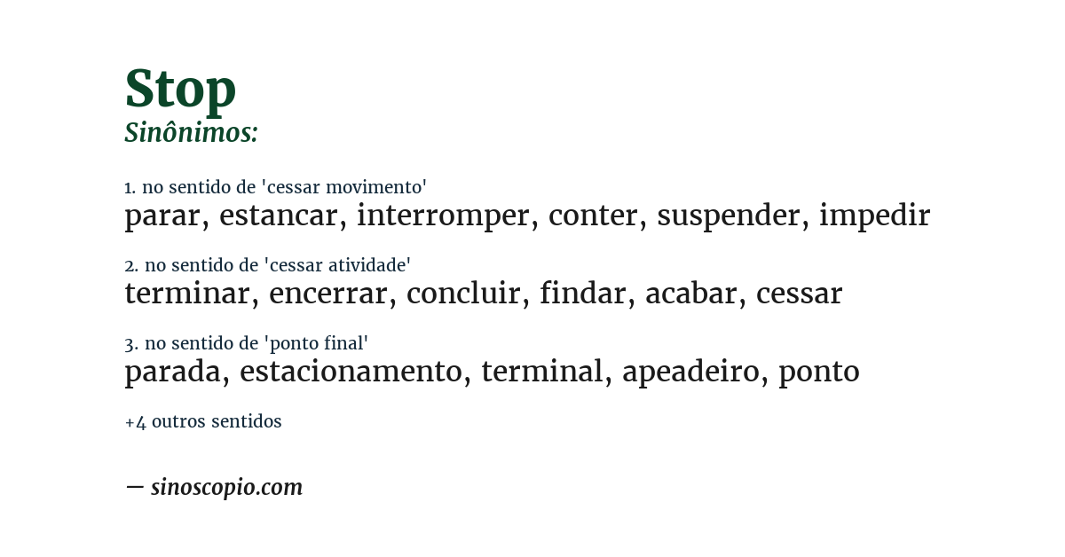 Sinônimo de stop