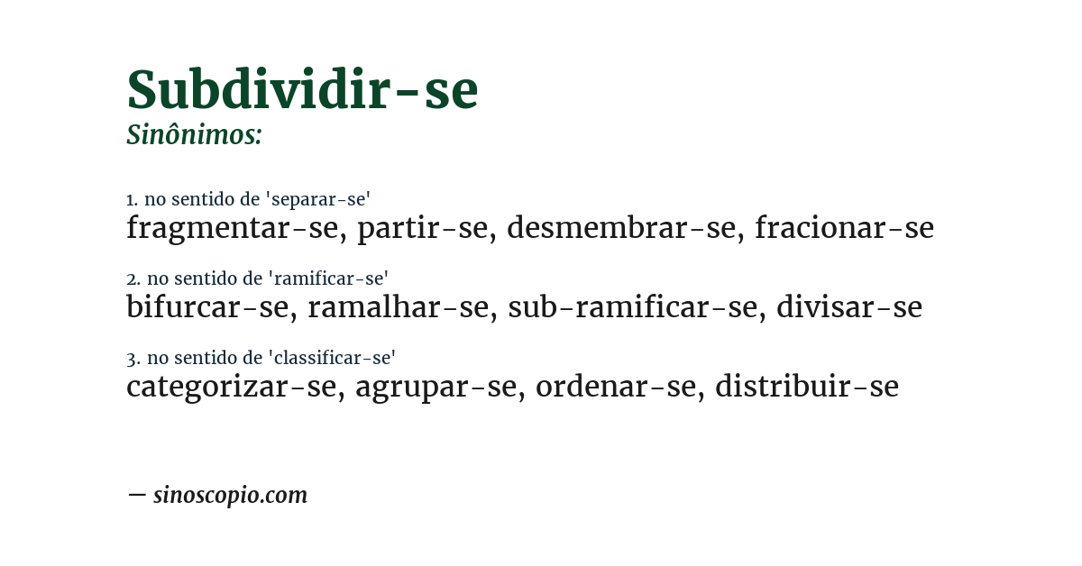 Sinônimo de subdividir-se