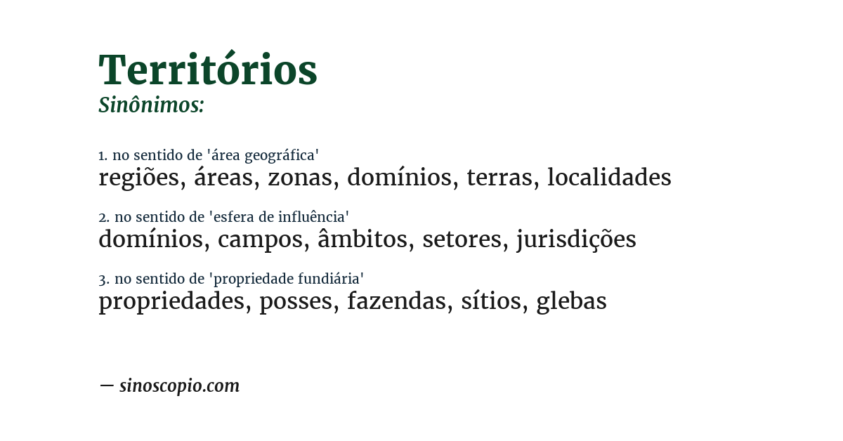 Sinônimo de territórios