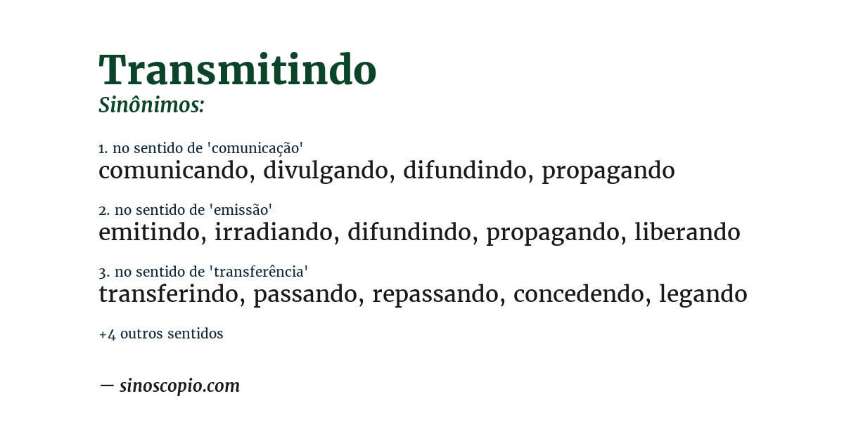 Sinônimo de transmitindo