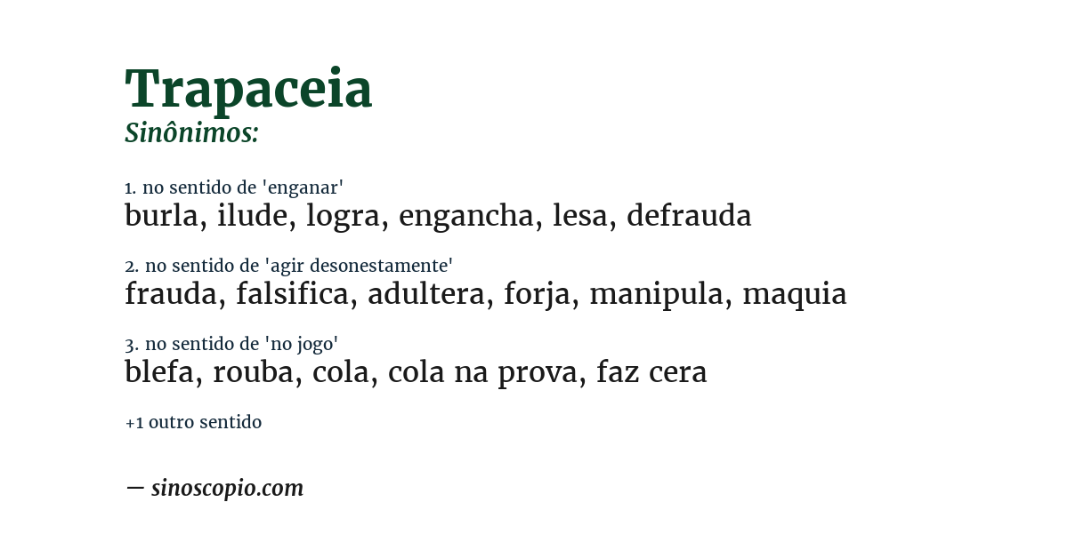 Sinônimo de trapaceia