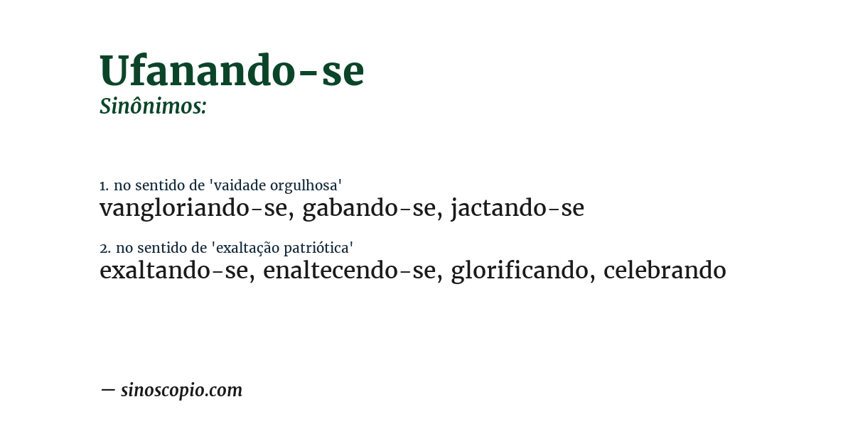 Sinônimo de ufanando-se