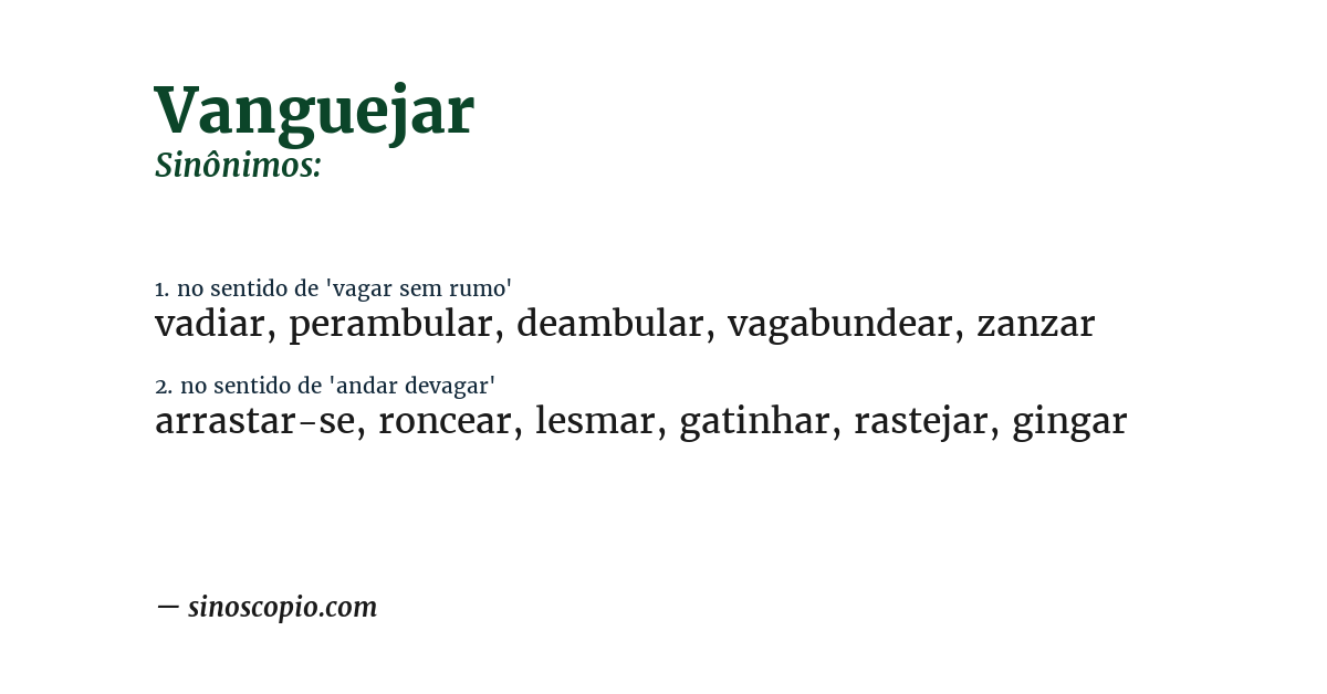 Sinônimo de vanguejar