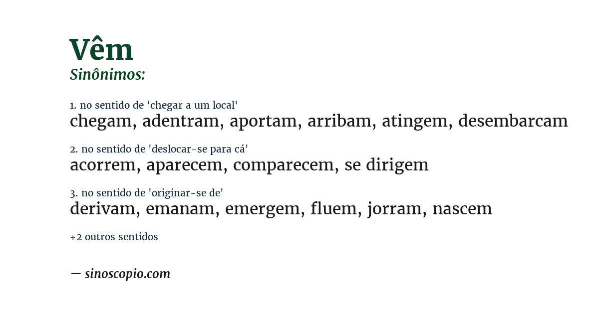 Sinônimo de vêm