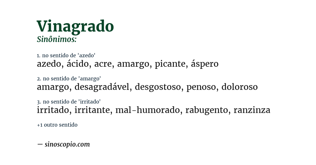 Sinônimo de vinagrado