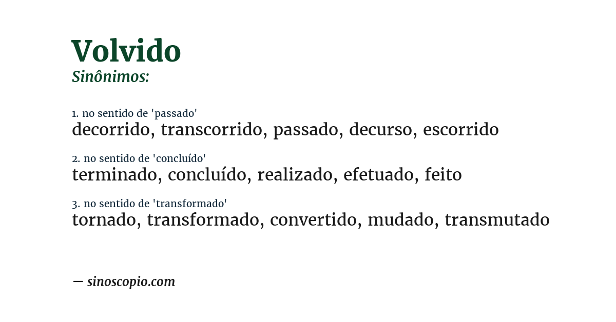Sinônimo de volvido