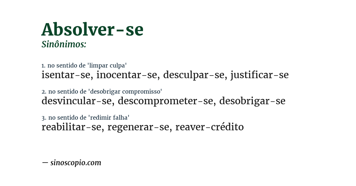 Sinônimo de absolver-se