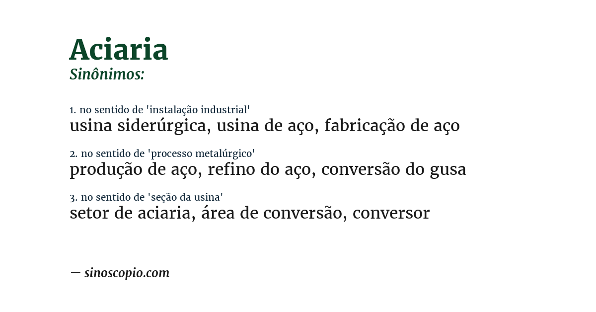 Sinônimo de aciaria