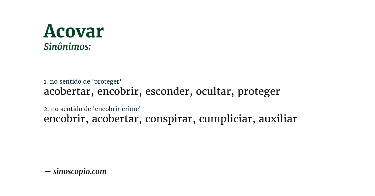 Sinônimo de acovar
