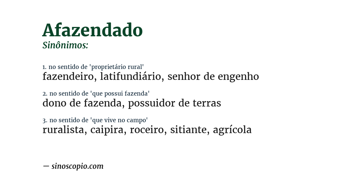 Sinônimo de afazendado