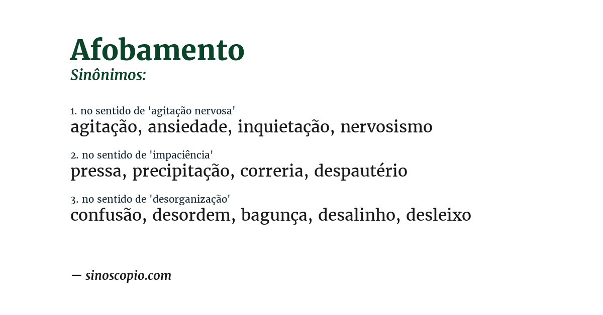 Sinônimo de afobamento