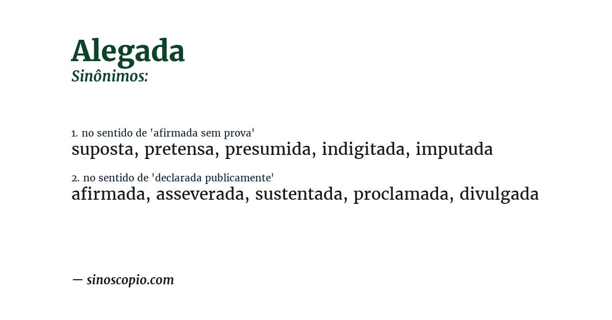 Sinônimo de alegada