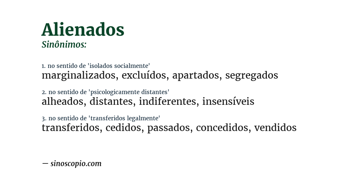 Sinônimo de alienados