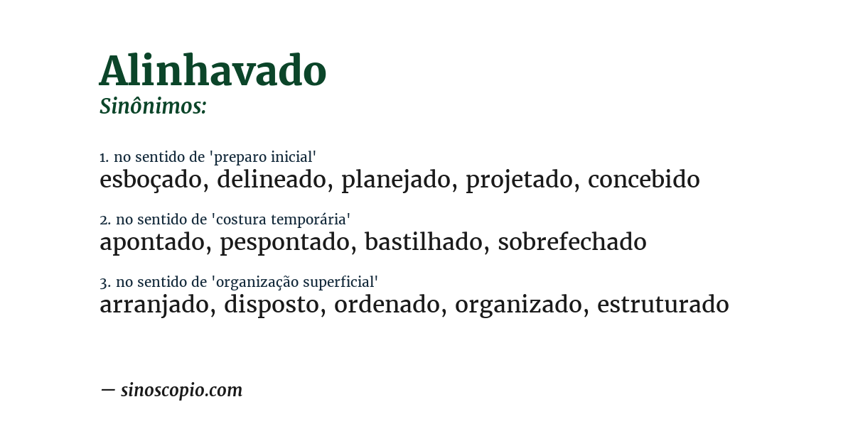 Sinônimo de alinhavado