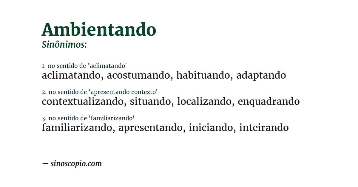 Sinônimo de ambientando