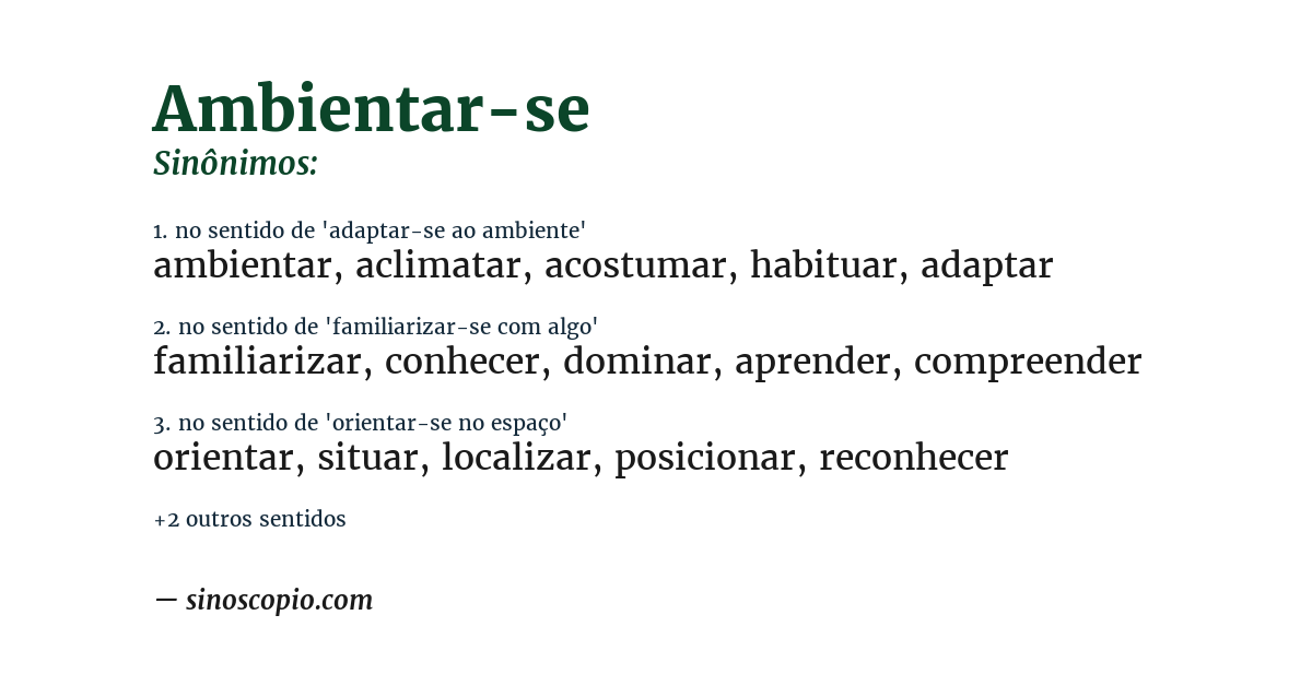 Sinônimo de ambientar-se
