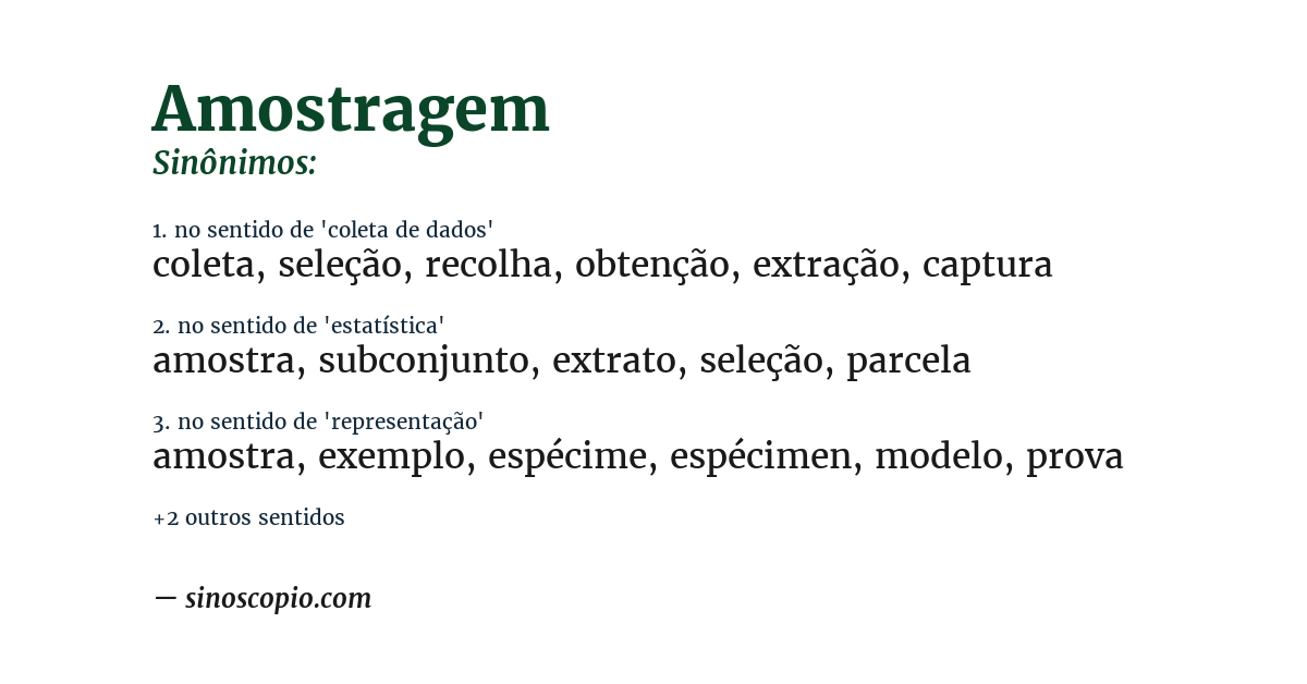 Sinônimo de amostragem