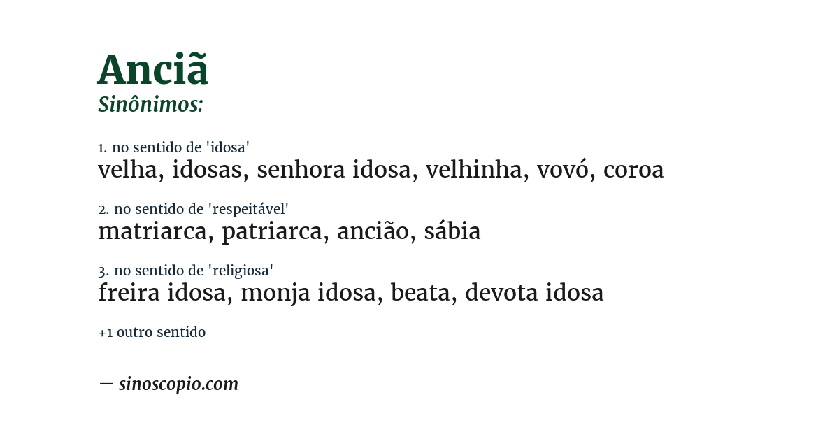 Sinônimo de anciã