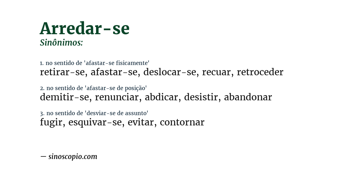 Sinônimo de arredar-se