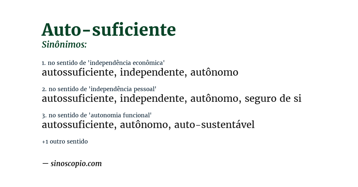 Sinônimo de auto-suficiente