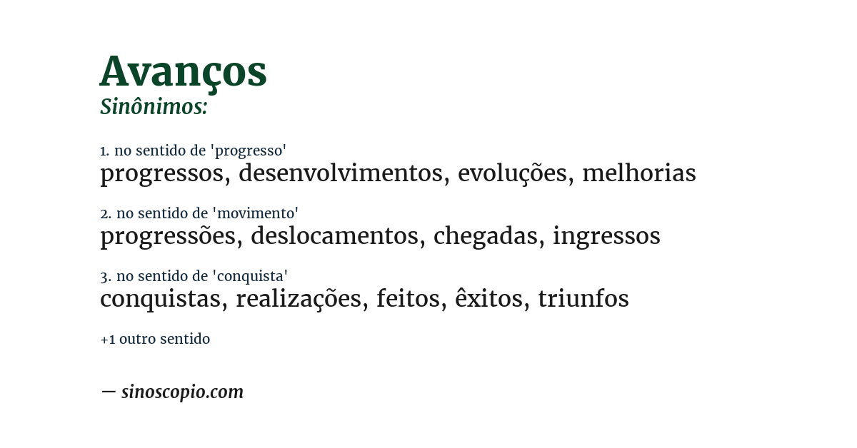 Sinônimo de avanços