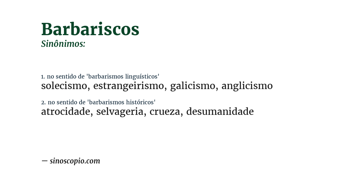 Sinônimo de barbariscos