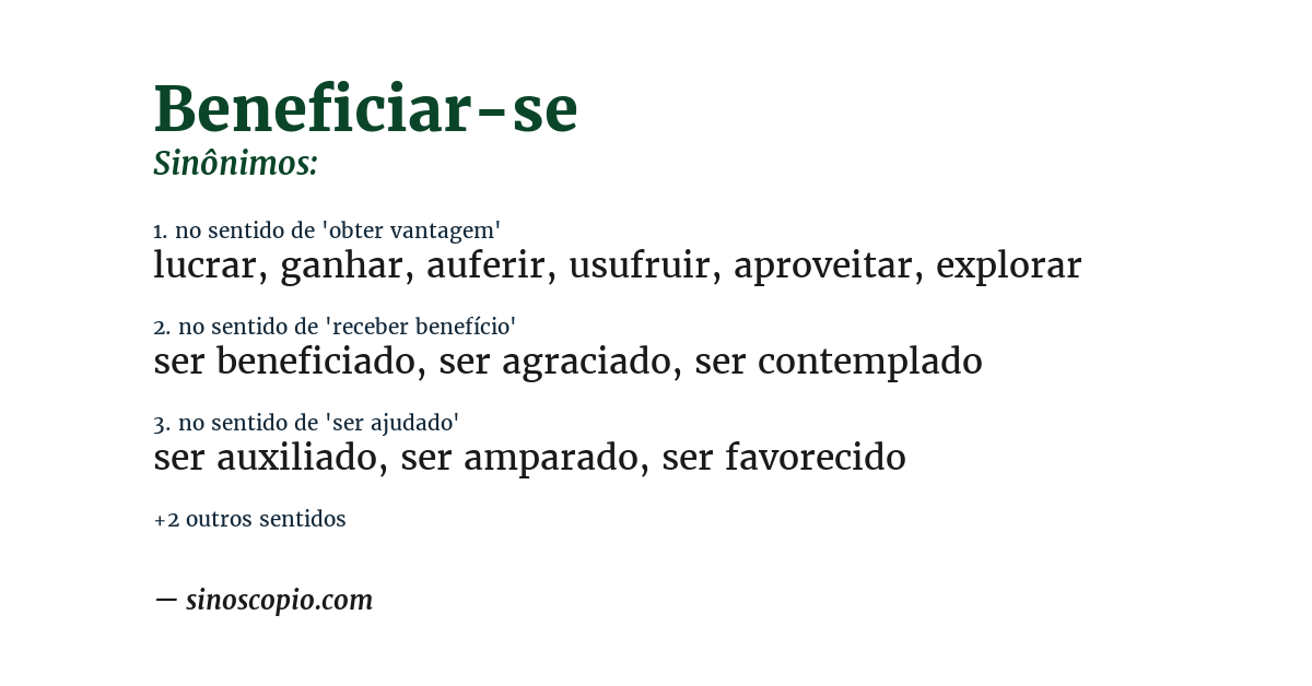 Sinônimo de beneficiar-se